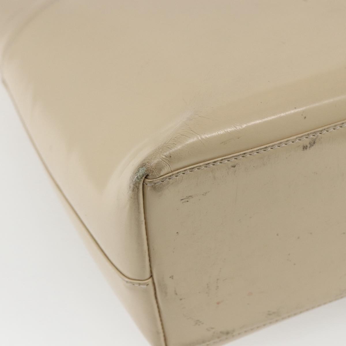 GUCCI Tote Bag Enamel 2way Beige Silver Auth bs31887