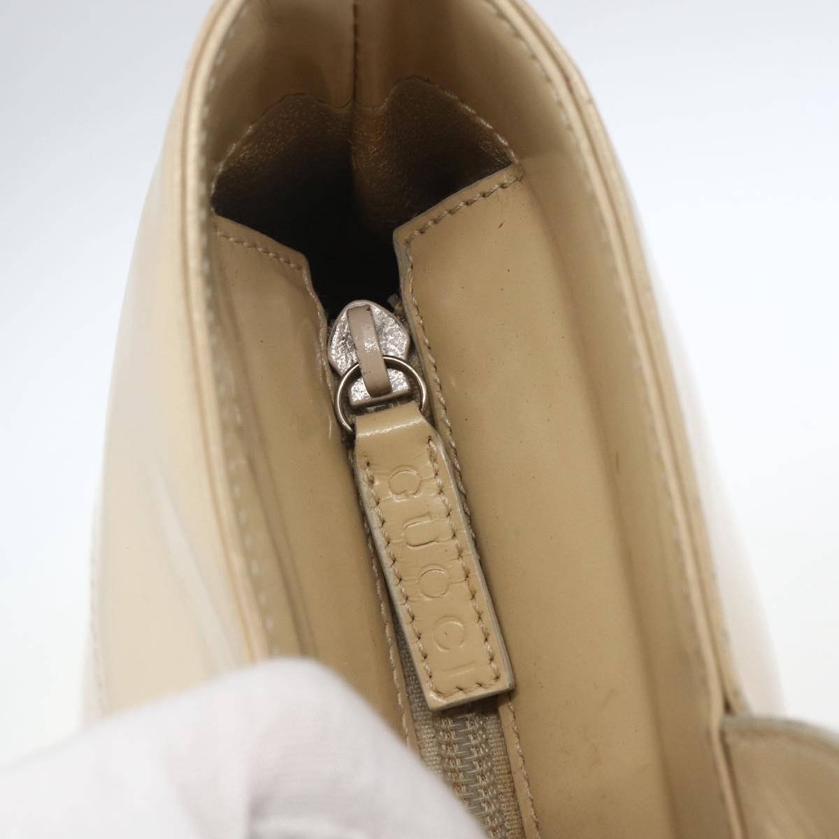 GUCCI Tote Bag Enamel 2way Beige Silver Auth bs31887
