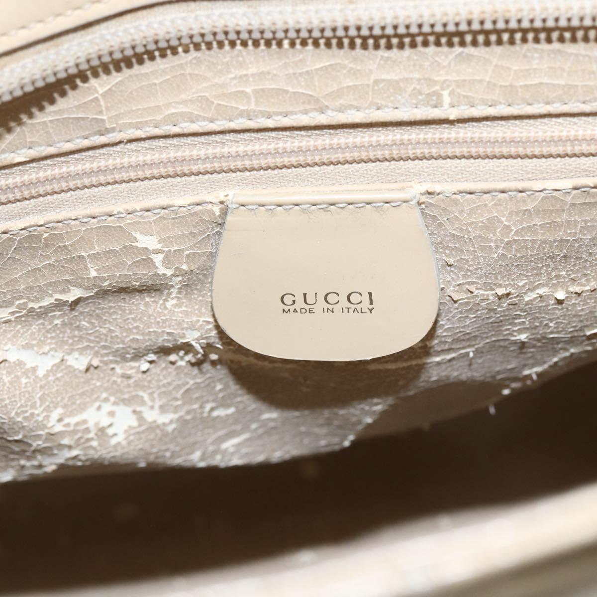GUCCI Tote Bag Enamel 2way Beige Silver Auth bs31887