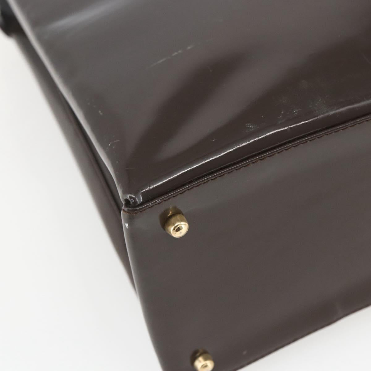 GUCCI Tote Bag Enamel Brown Gold Auth bs31888