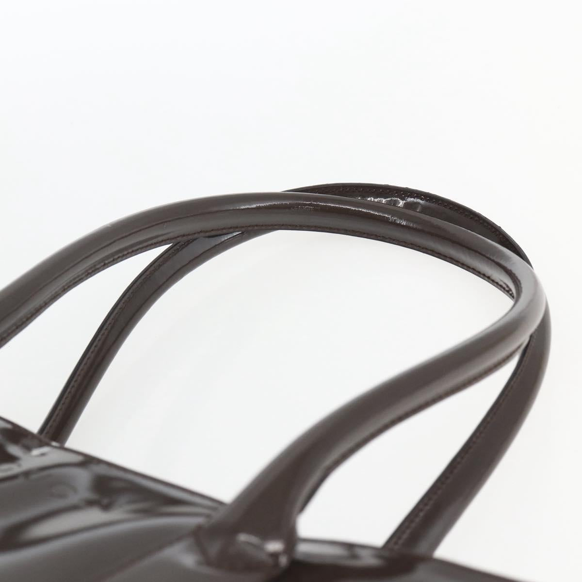 GUCCI Tote Bag Enamel Brown Gold Auth bs31888