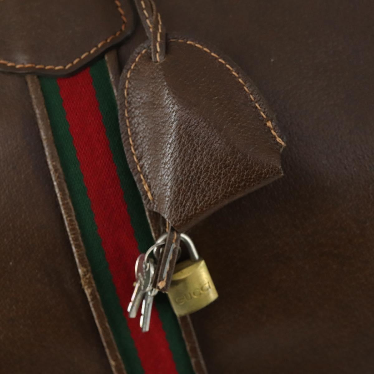 GUCCI Web Sherry Line Boston Bag Leather Brown Gold 40 002 548 33 Auth bs31890