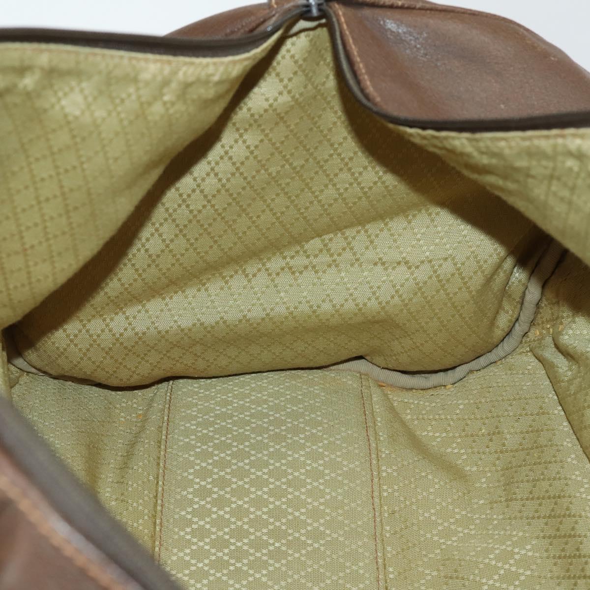 GUCCI Web Sherry Line Boston Bag Leather Brown Gold 40 002 548 33 Auth bs31890