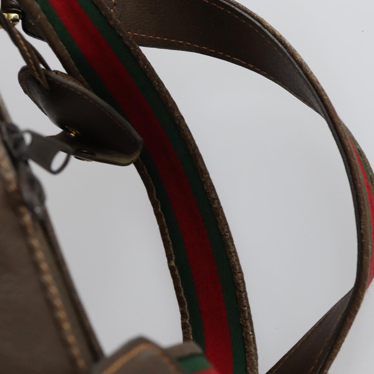GUCCI Web Sherry Line Boston Bag Leather Brown Gold 40 002 548 33 Auth bs31890