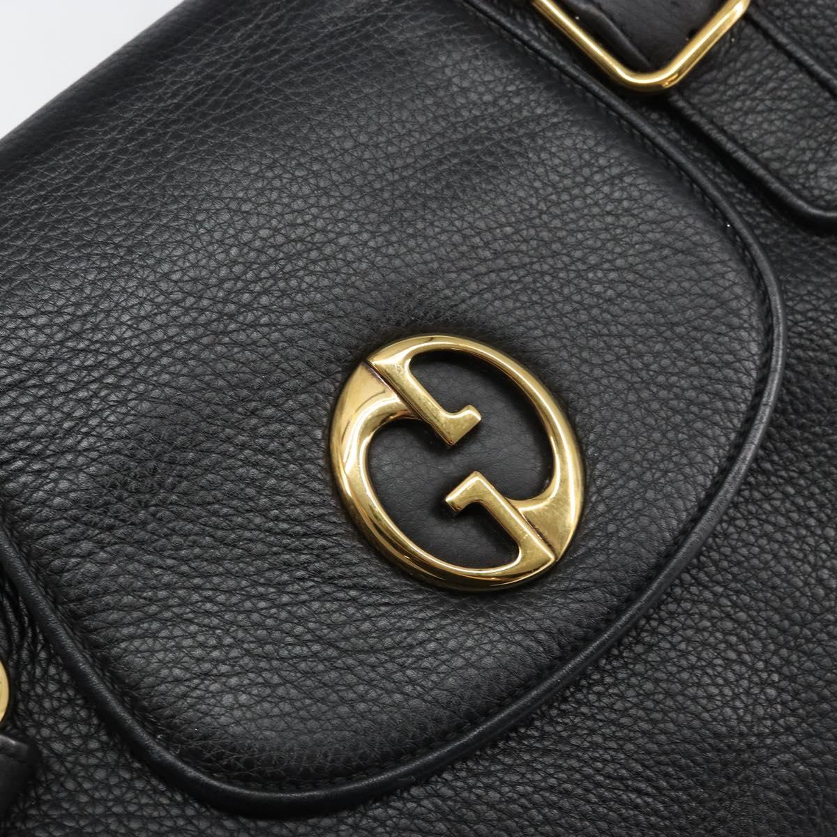 GUCCI Tote Bag Leather Black Gold 251826 Auth bs31891