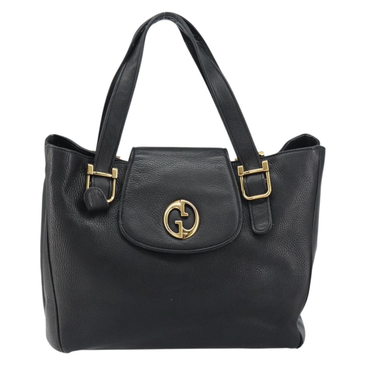GUCCI Tote Bag Leather Black Gold 251826 Auth bs31891