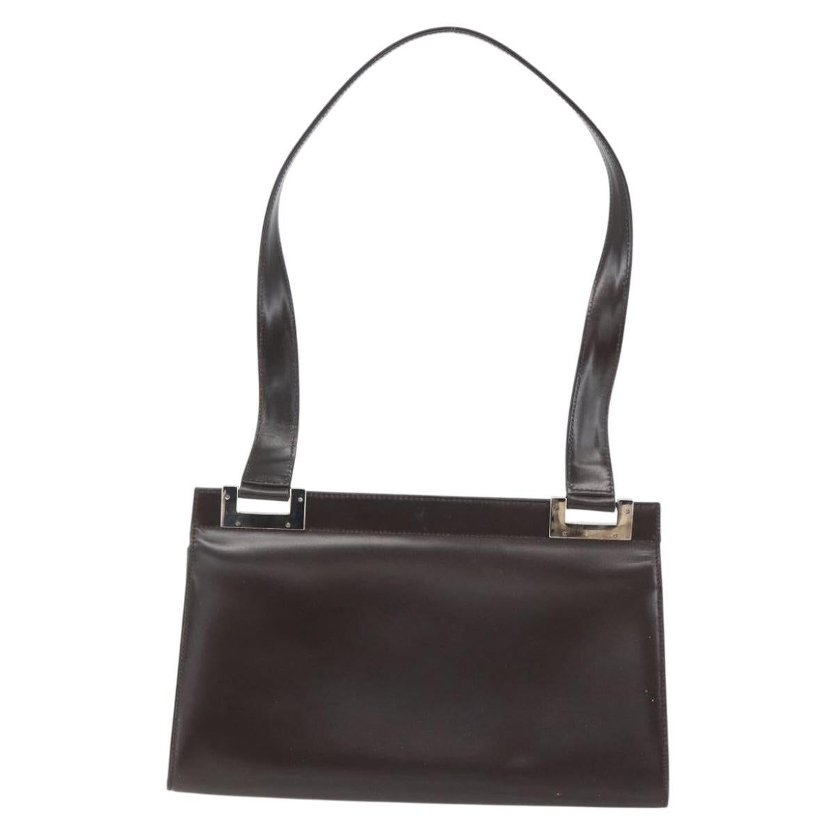 GUCCI Shoulder Bag Leather Outlet Brown Gold 001 1956 1909 Auth bs31892