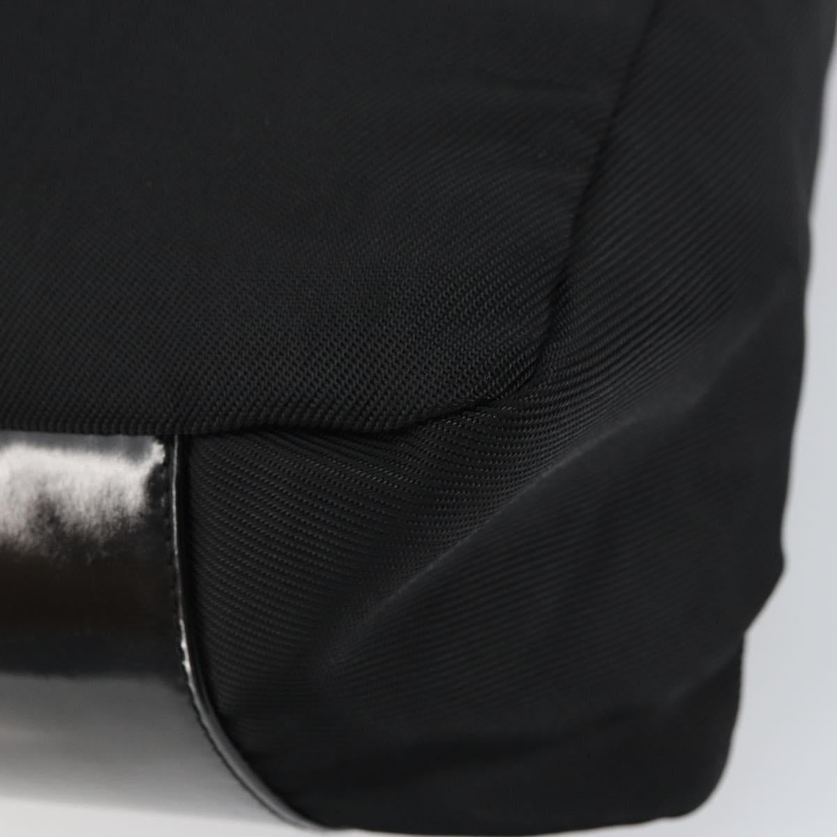 GUCCI Bamboo Hand Bag Nylon Leather Black Silver 000 2404 0509 Auth bs31893