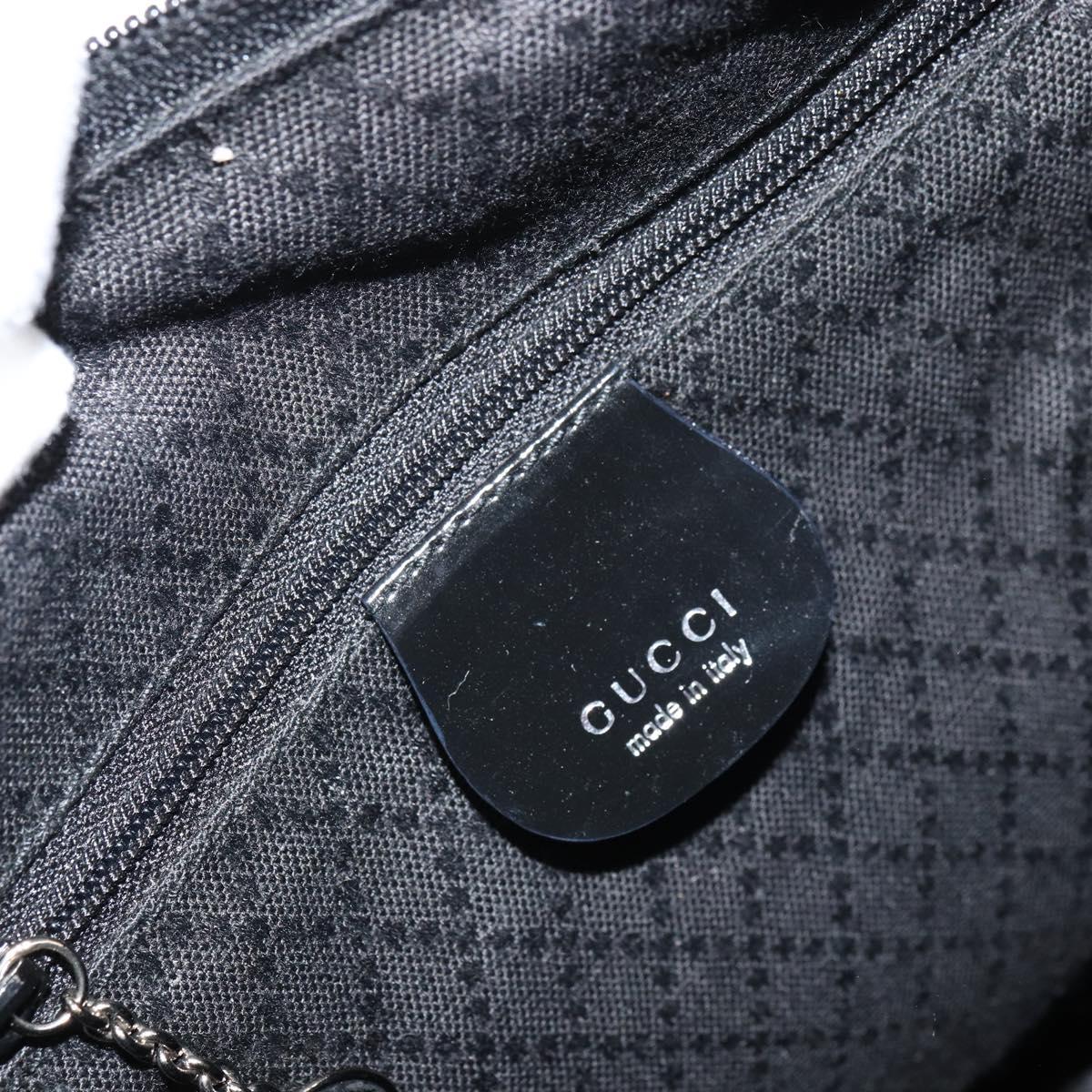 GUCCI Bamboo Hand Bag Nylon Leather Black Silver 000 2404 0509 Auth bs31893