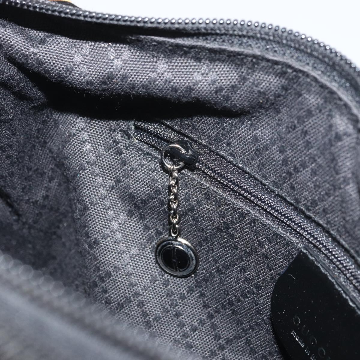 GUCCI Bamboo Hand Bag Nylon Leather Black Silver 000 2404 0509 Auth bs31893
