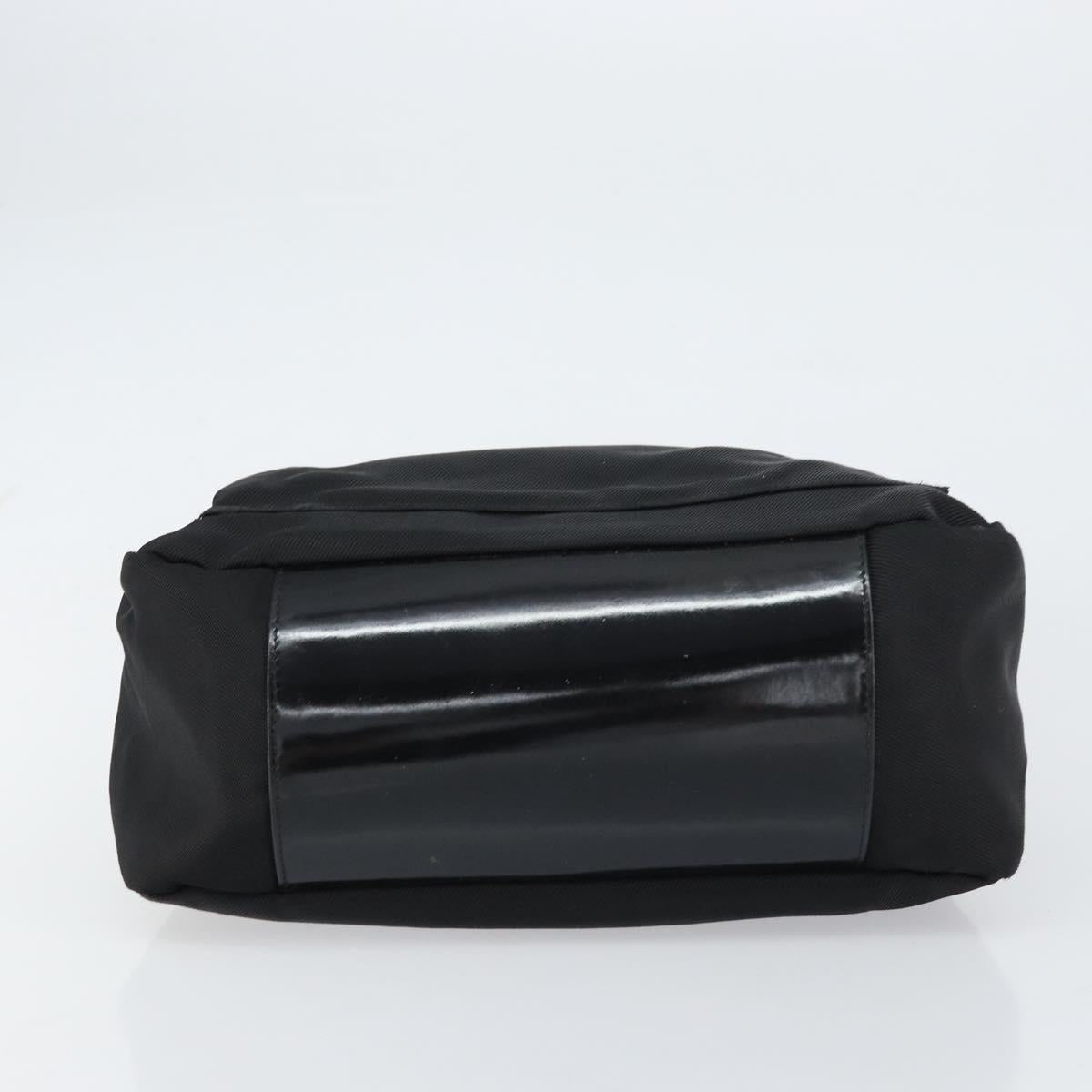 GUCCI Bamboo Hand Bag Nylon Leather Black Silver 000 2404 0509 Auth bs31893