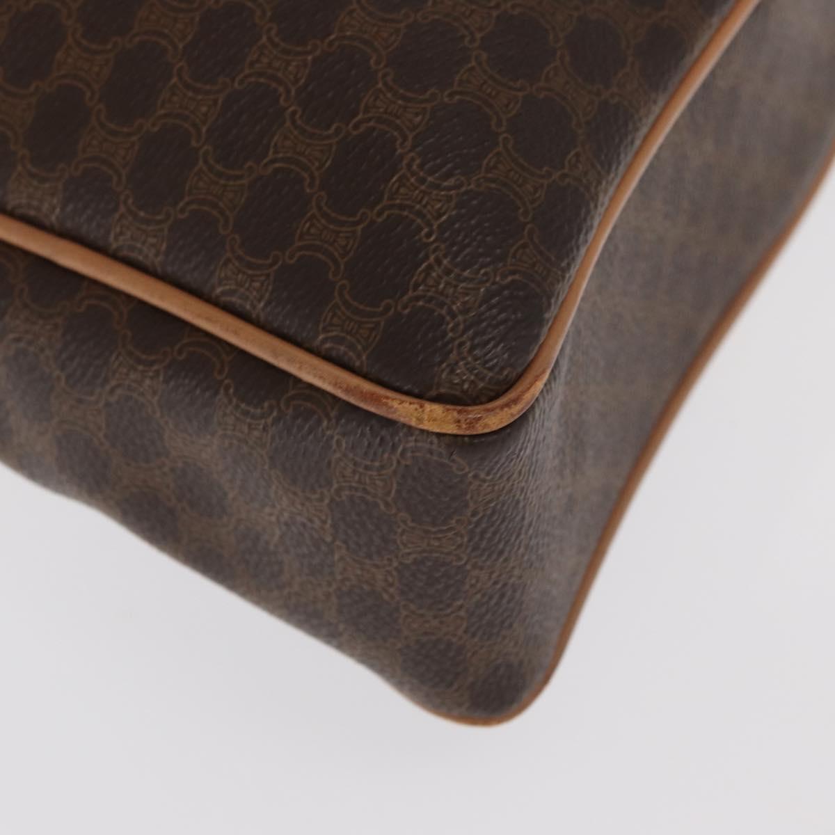 CELINE Macadam Canvas Business Bag PVC Leather Brown Gold Auth bs31895