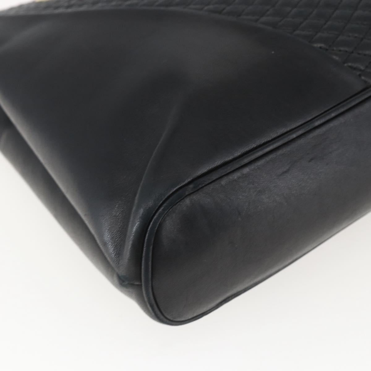 BALLY Tote Bag Leather Black Gold Auth bs31897