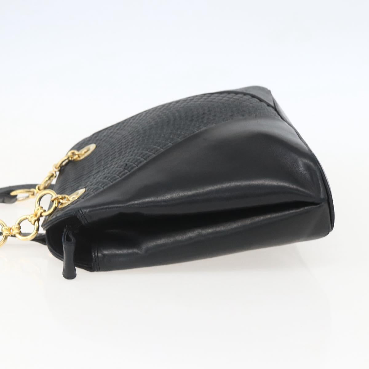BALLY Tote Bag Leather Black Gold Auth bs31897