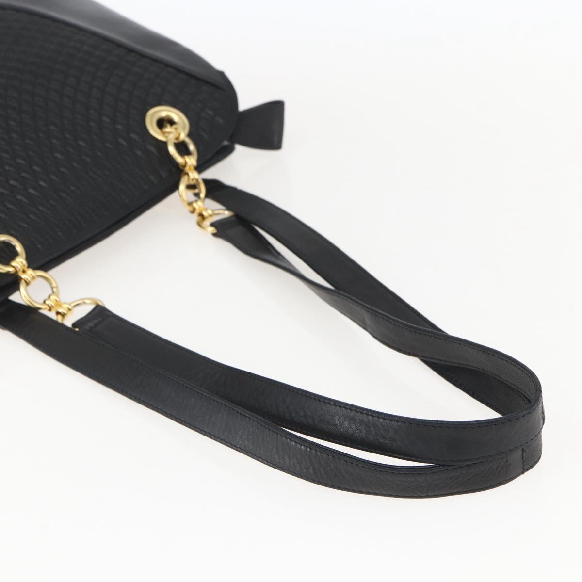 BALLY Tote Bag Leather Black Gold Auth bs31897