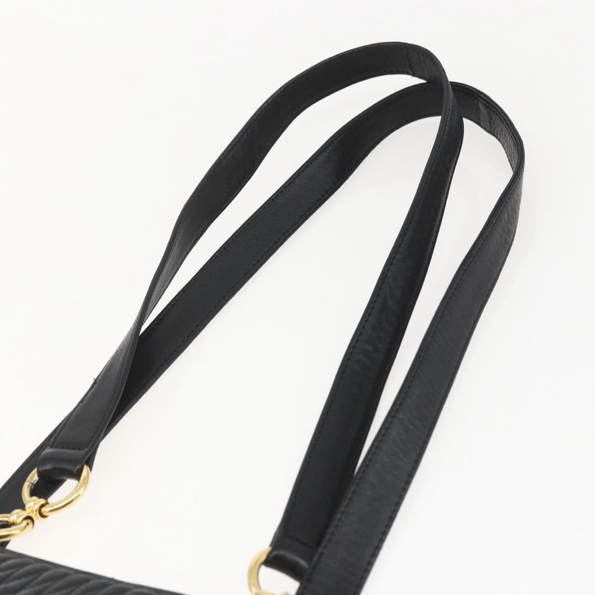BALLY Tote Bag Leather Black Gold Auth bs31897