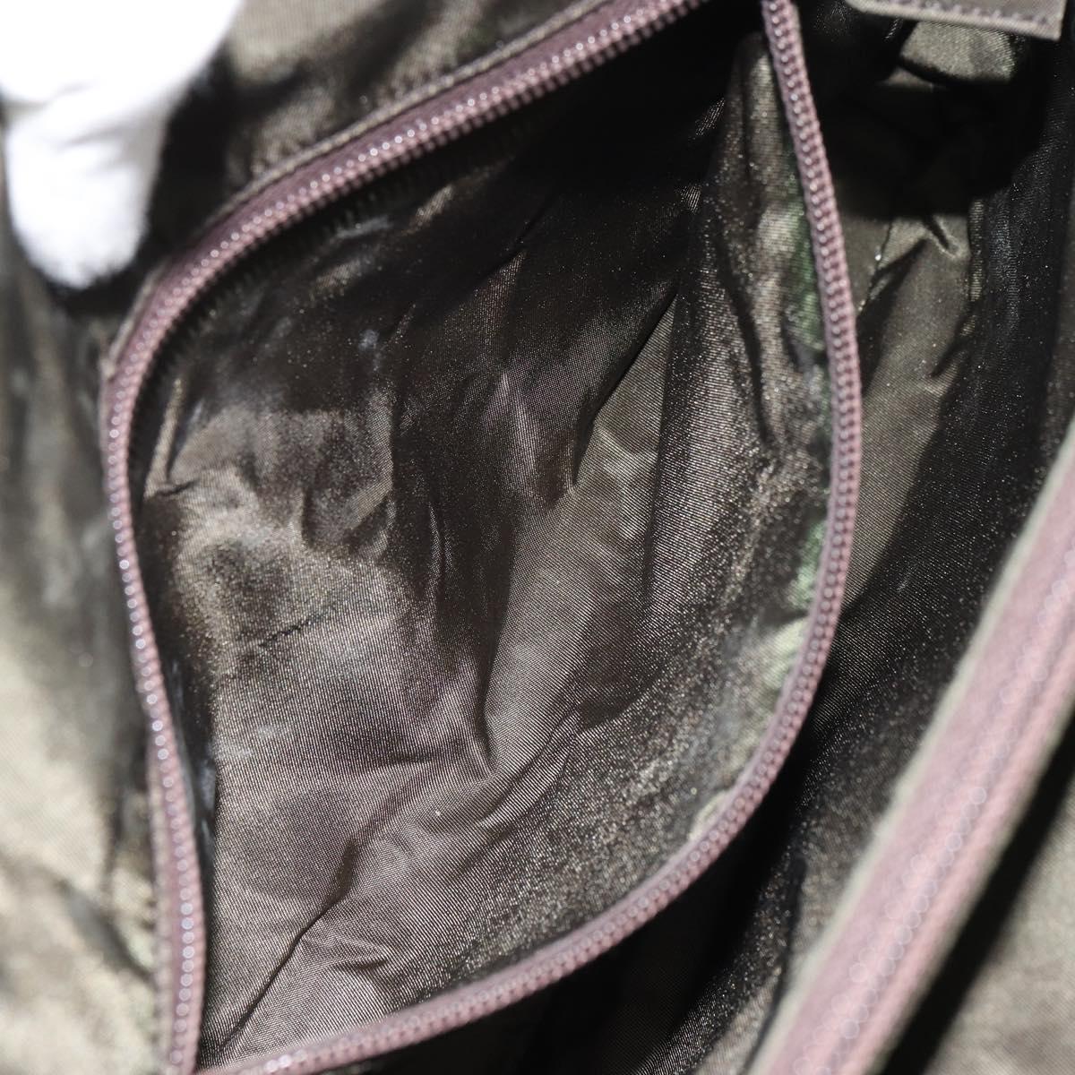 PRADA Hand Bag Nylon Khaki Silver Auth bs31898