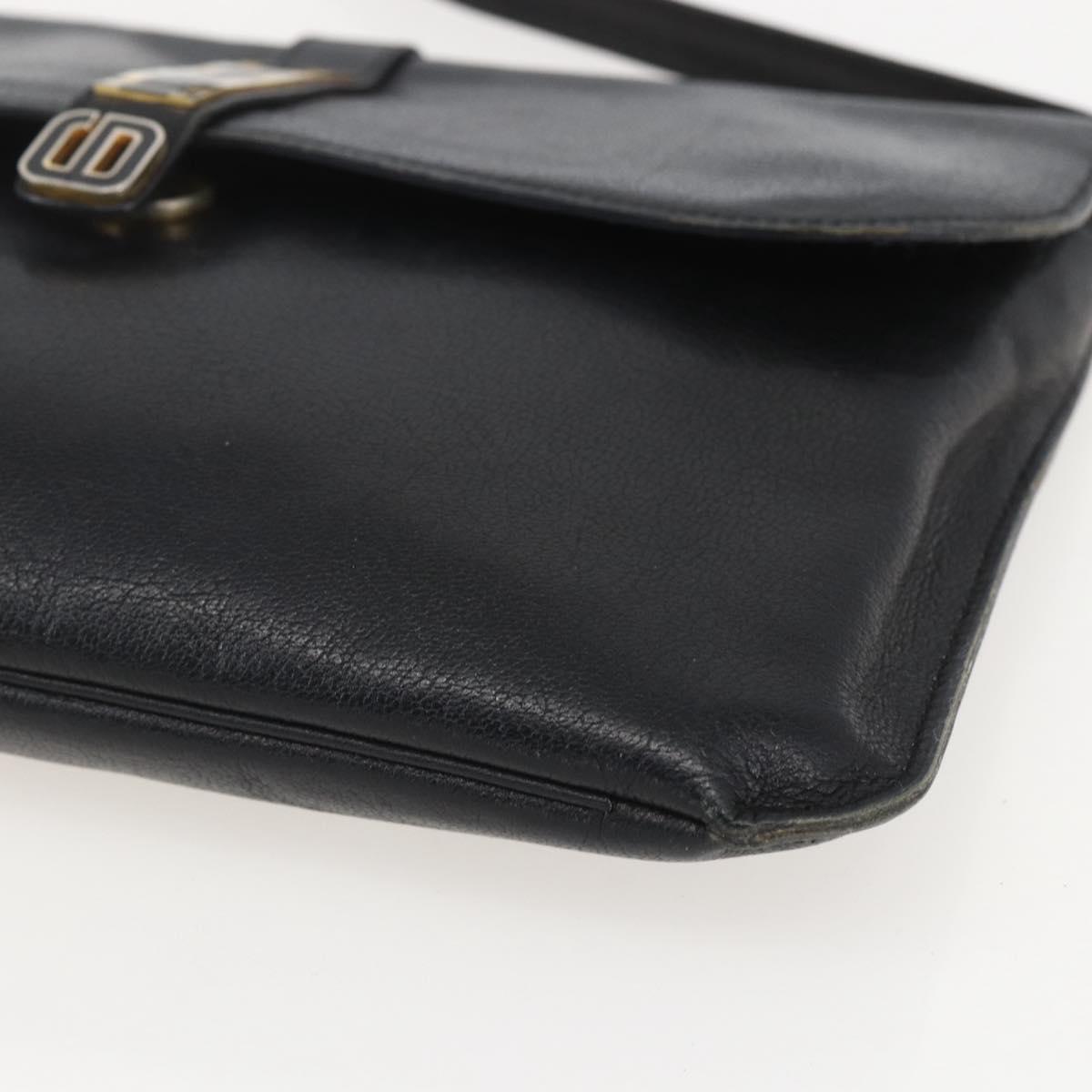 Christian Dior Shoulder Bag Leather Black Gold Auth bs31902