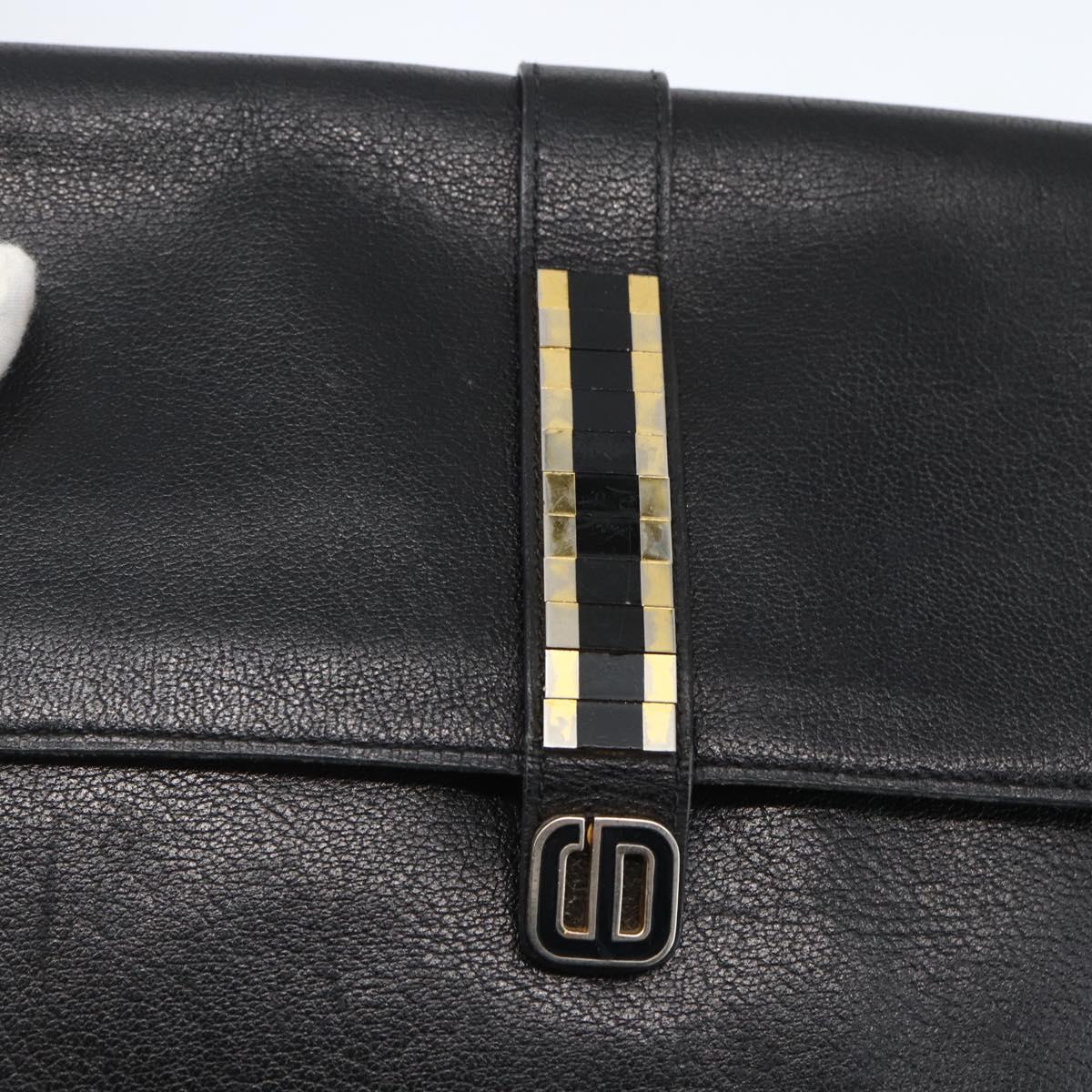 Christian Dior Shoulder Bag Leather Black Gold Auth bs31902