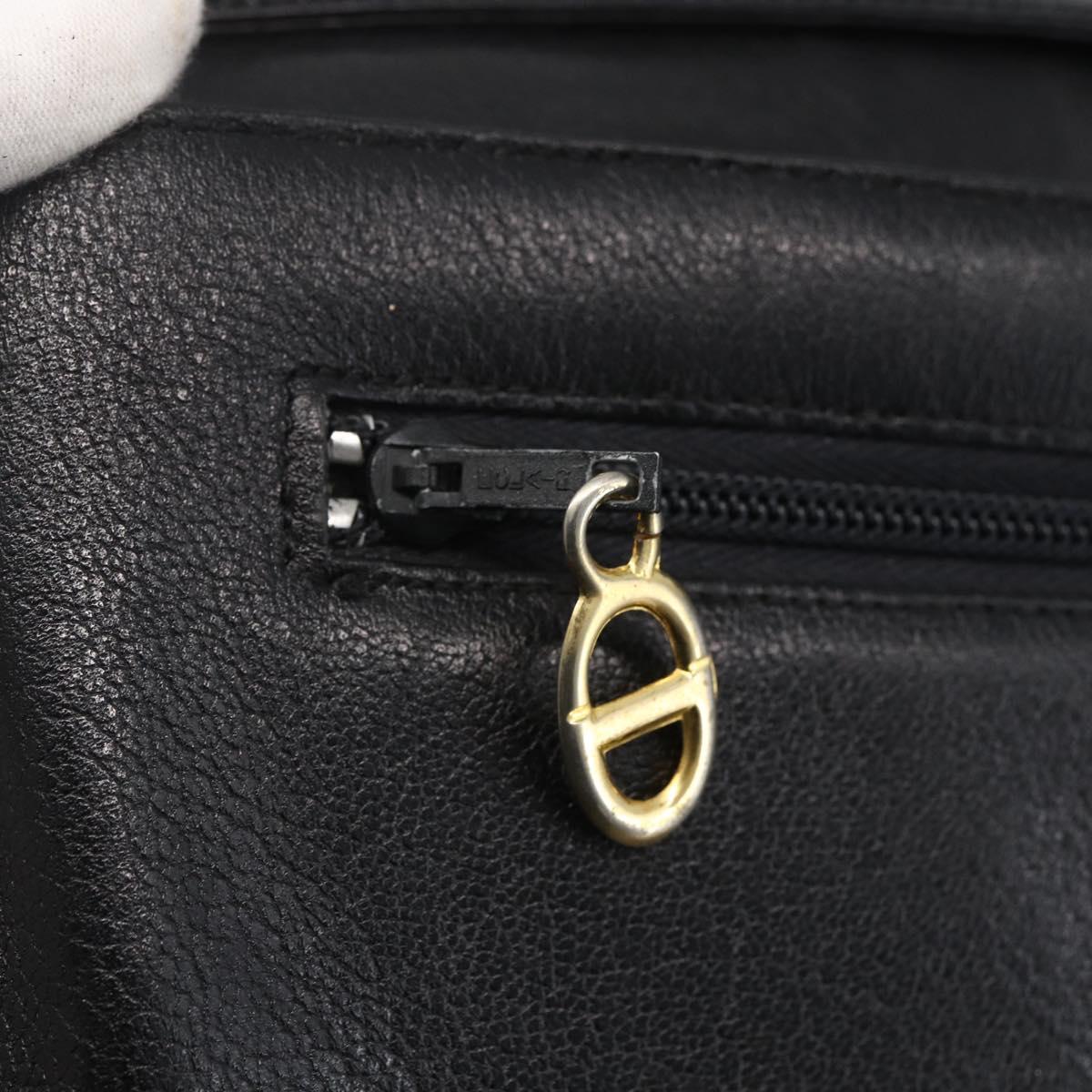 Christian Dior Shoulder Bag Leather Black Gold Auth bs31902