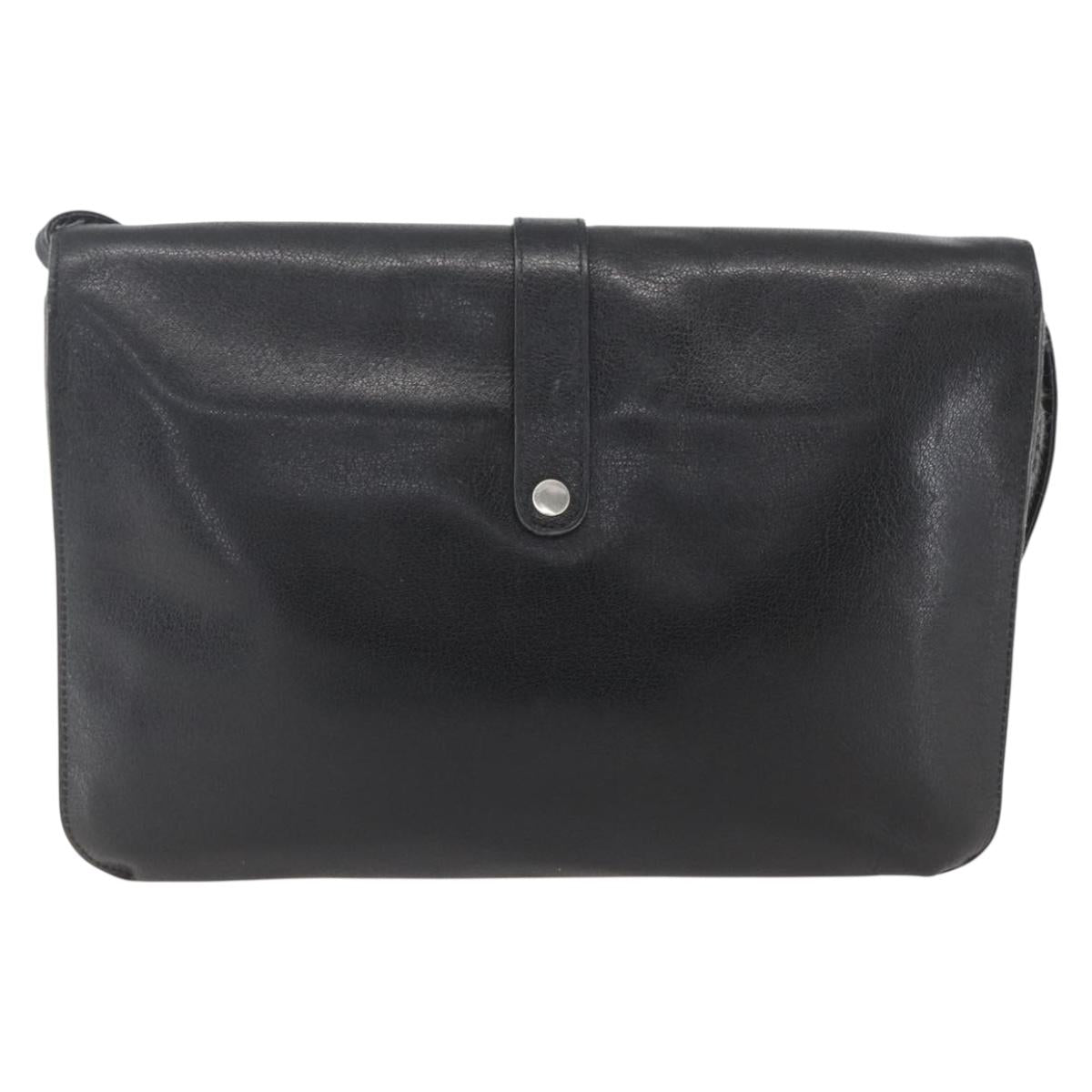 Christian Dior Shoulder Bag Leather Black Gold Auth bs31902