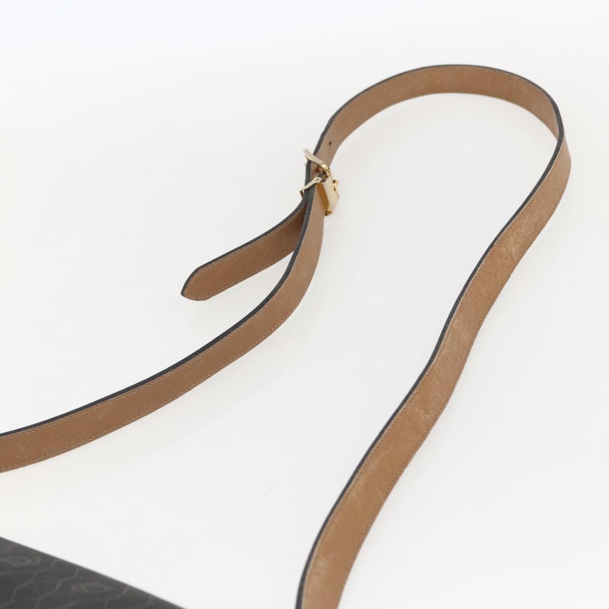 Christian Dior Honeycomb Canvas Shoulder Bag PVC Black Brown gold Auth bs31903