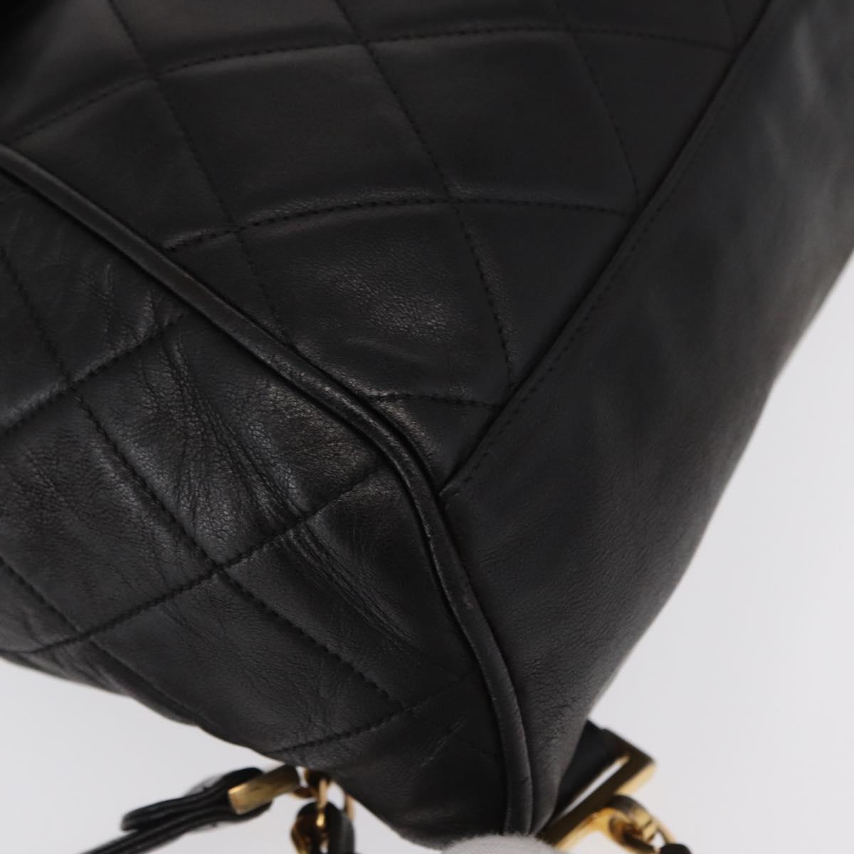 CHANEL Matelasse Backpack Lamb Skin Black Gold CC Auth bs31908