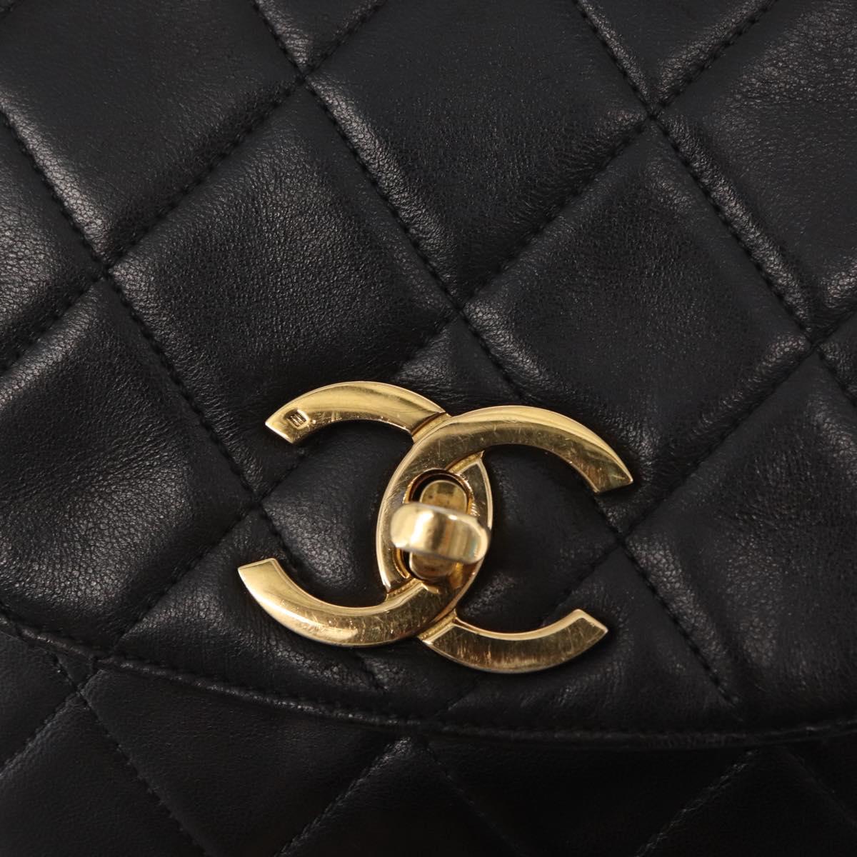 CHANEL Matelasse Backpack Lamb Skin Black Gold CC Auth bs31908