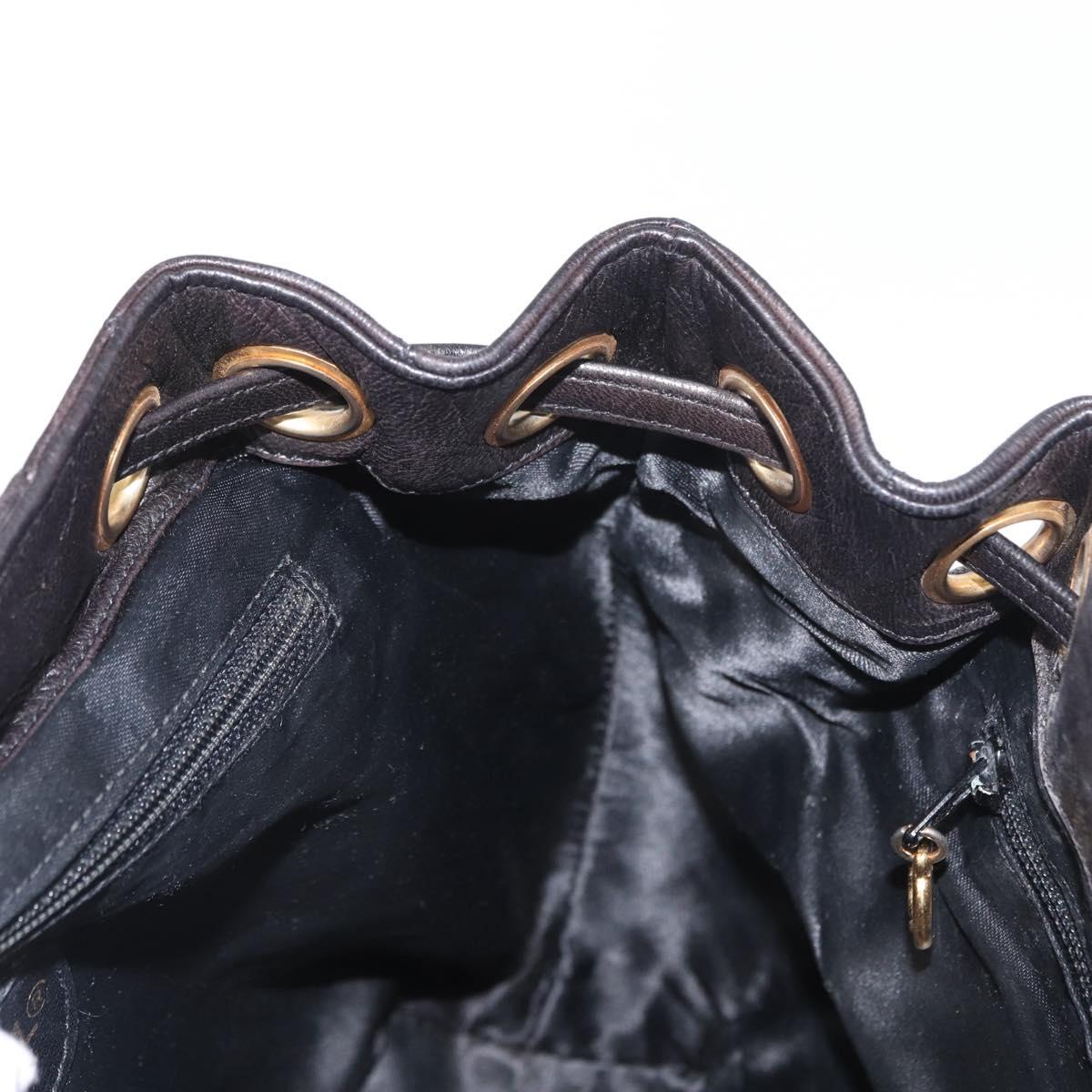 CHANEL Matelasse Backpack Lamb Skin Black Gold CC Auth bs31908