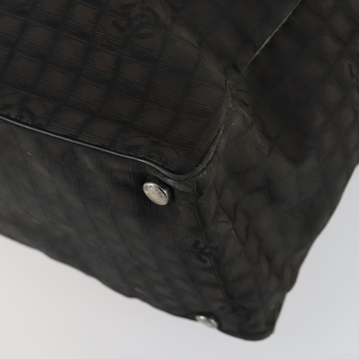 CHANEL New Travel Line Tote Bag Nylon 2way Brown Silver CC Auth bs31911