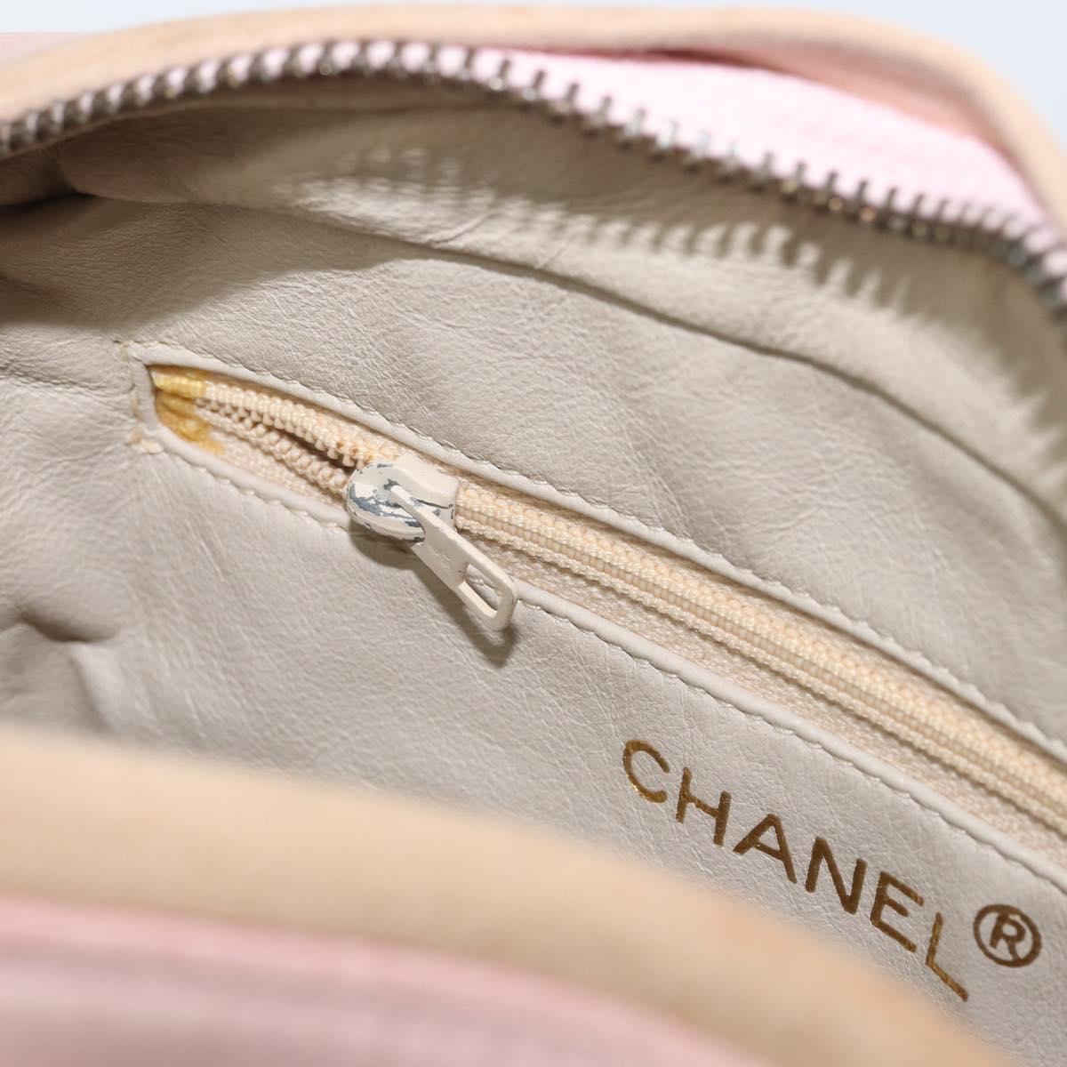 CHANEL Chain Shoulder Bag Satin Pink Gold CC Auth bs31914