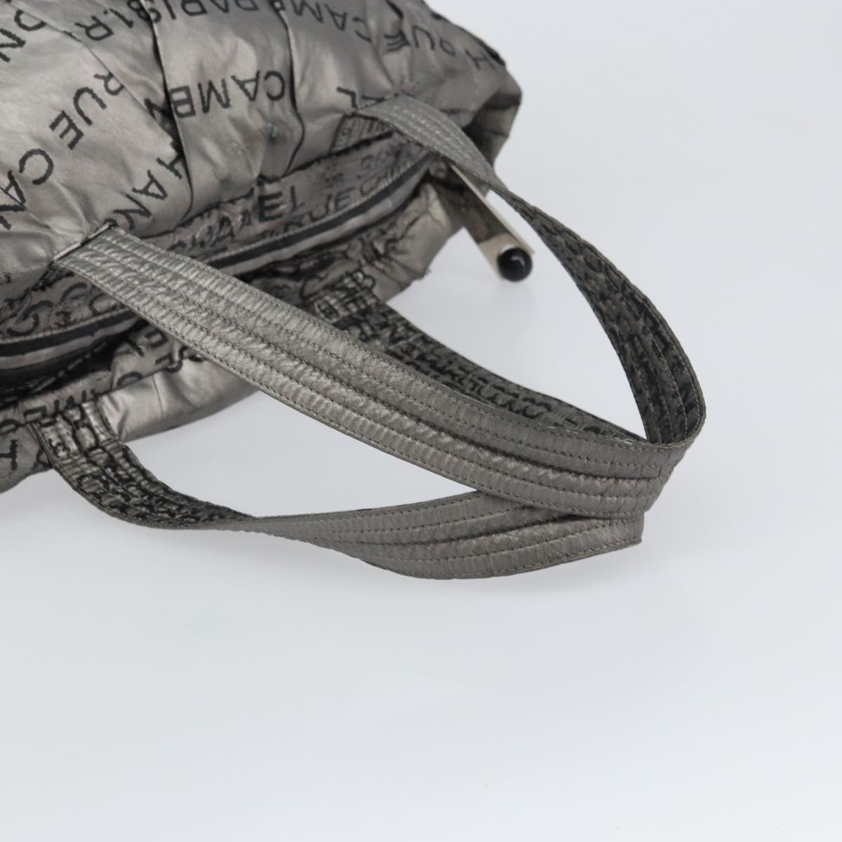 CHANEL Unlimited Tote Bag Nylon Silver CC Auth bs31915