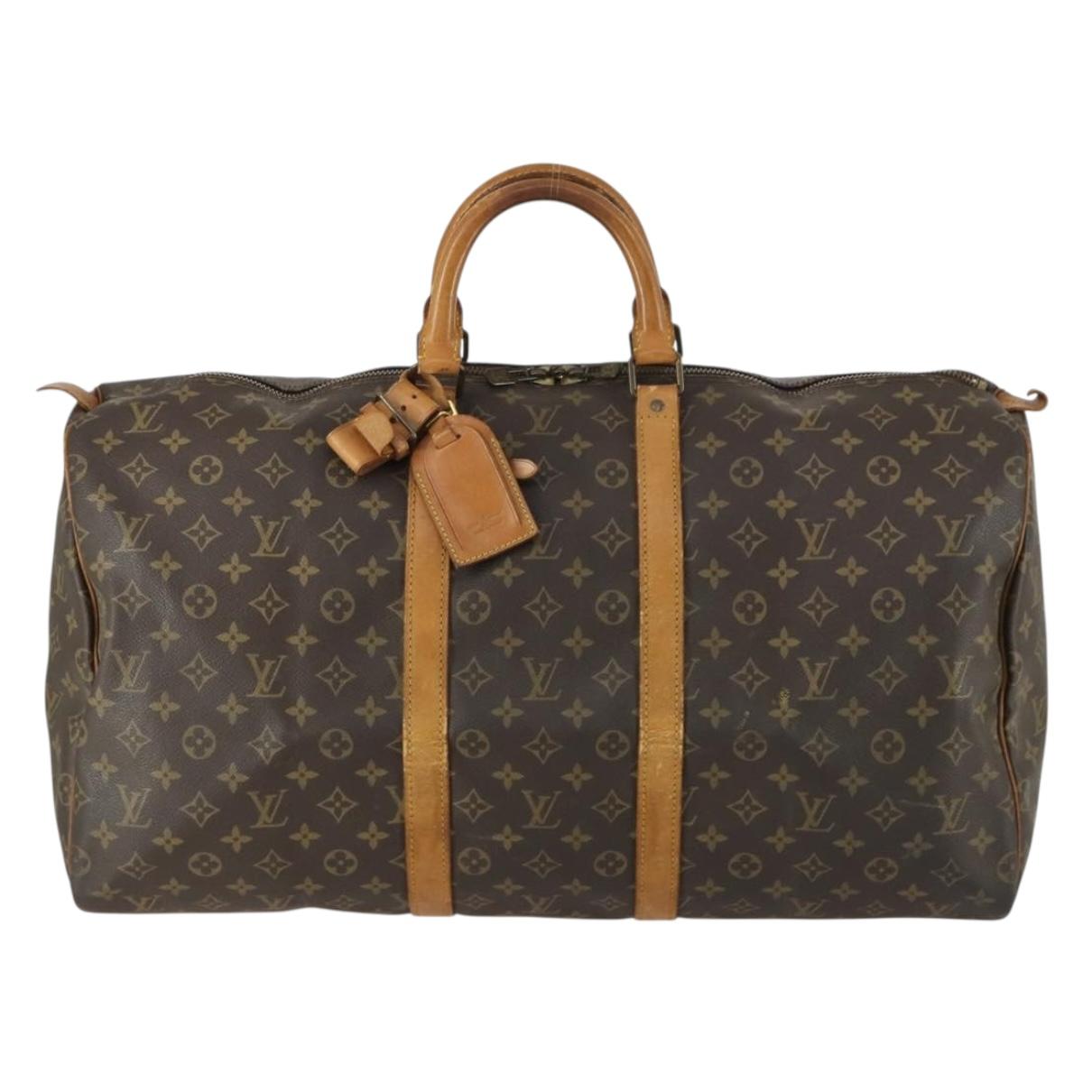 LOUIS VUITTON Monogram Keepall 55 Boston Bag M41424 LV Auth bs31933