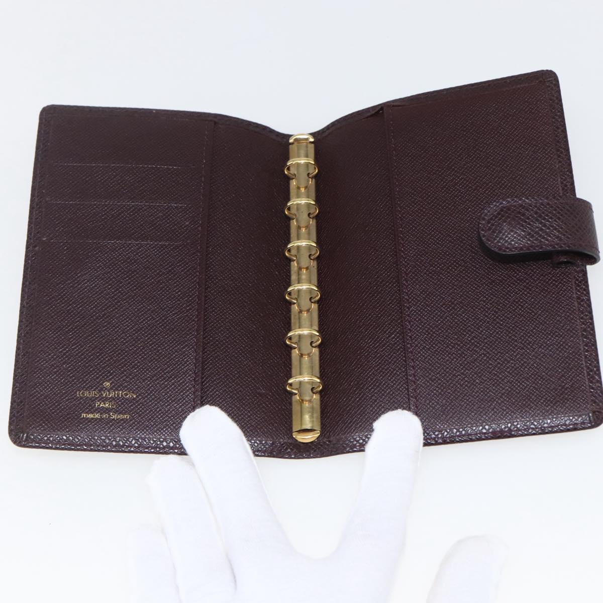 LOUIS VUITTON Taiga Agenda PM Day Planner Cover Acajou R20416 LV Auth bs31936