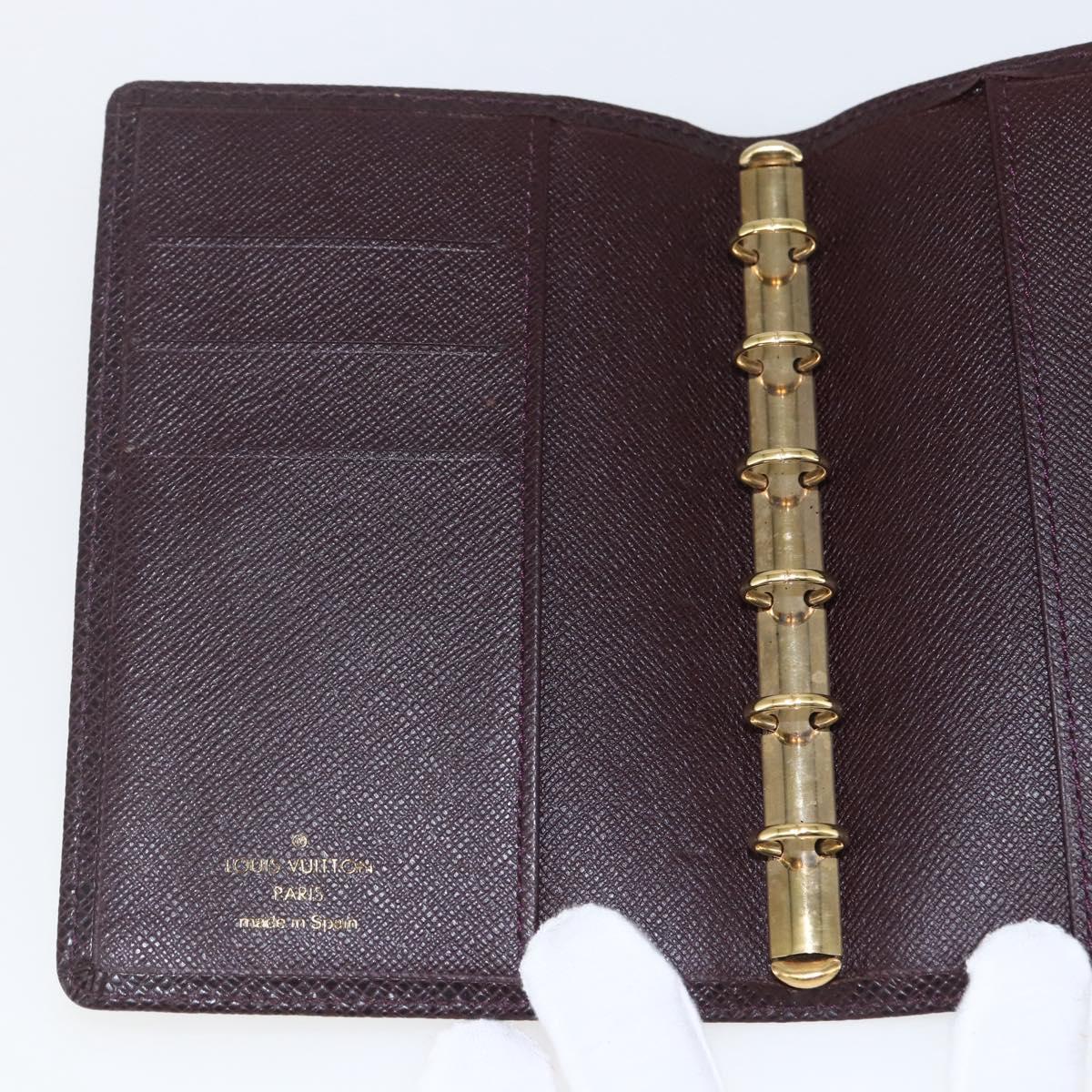 LOUIS VUITTON Taiga Agenda PM Day Planner Cover Acajou R20416 LV Auth bs31936