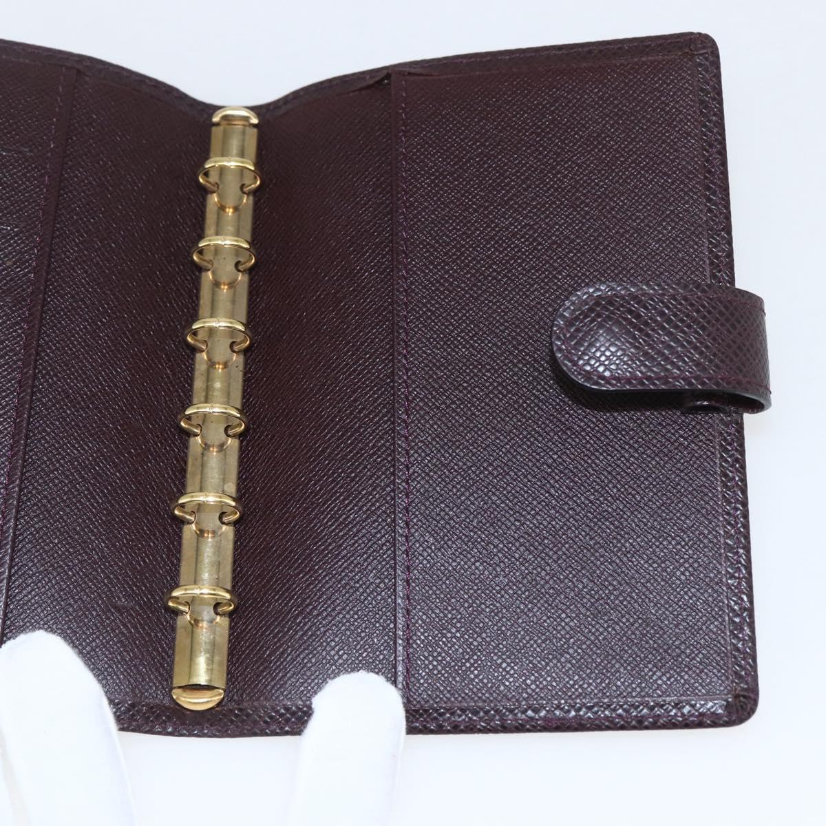LOUIS VUITTON Taiga Agenda PM Day Planner Cover Acajou R20416 LV Auth bs31936