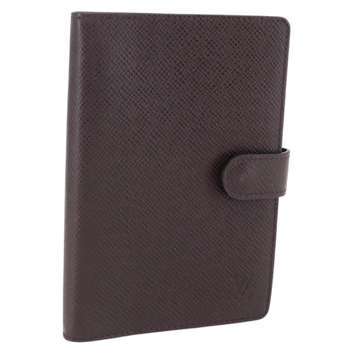 LOUIS VUITTON Taiga Agenda PM Day Planner Cover Acajou R20416 LV Auth bs31936