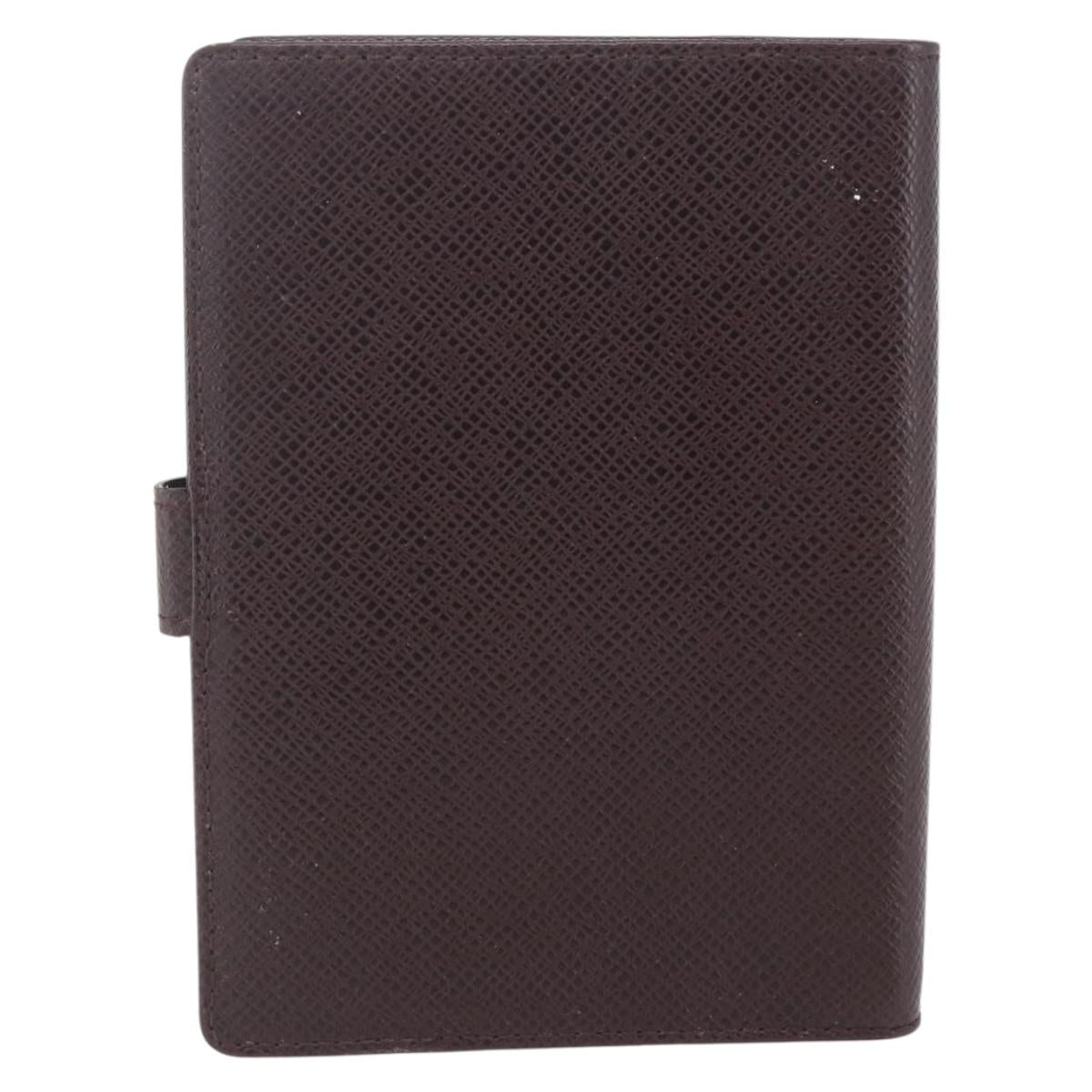 LOUIS VUITTON Taiga Agenda PM Day Planner Cover Acajou R20416 LV Auth bs31936