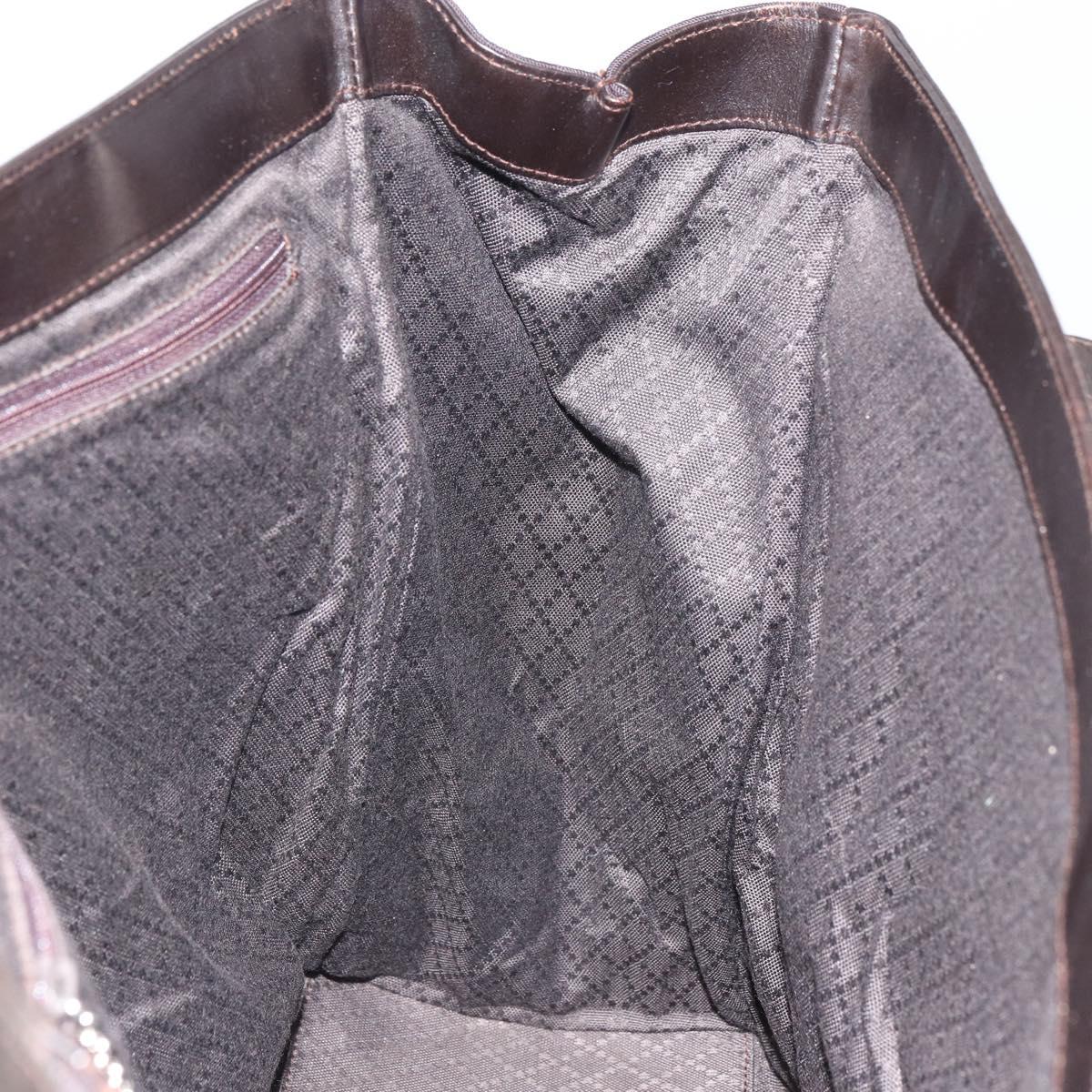 GUCCI Tote Bag Nylon Brown Silver 002 3754 0404 Auth bs31952