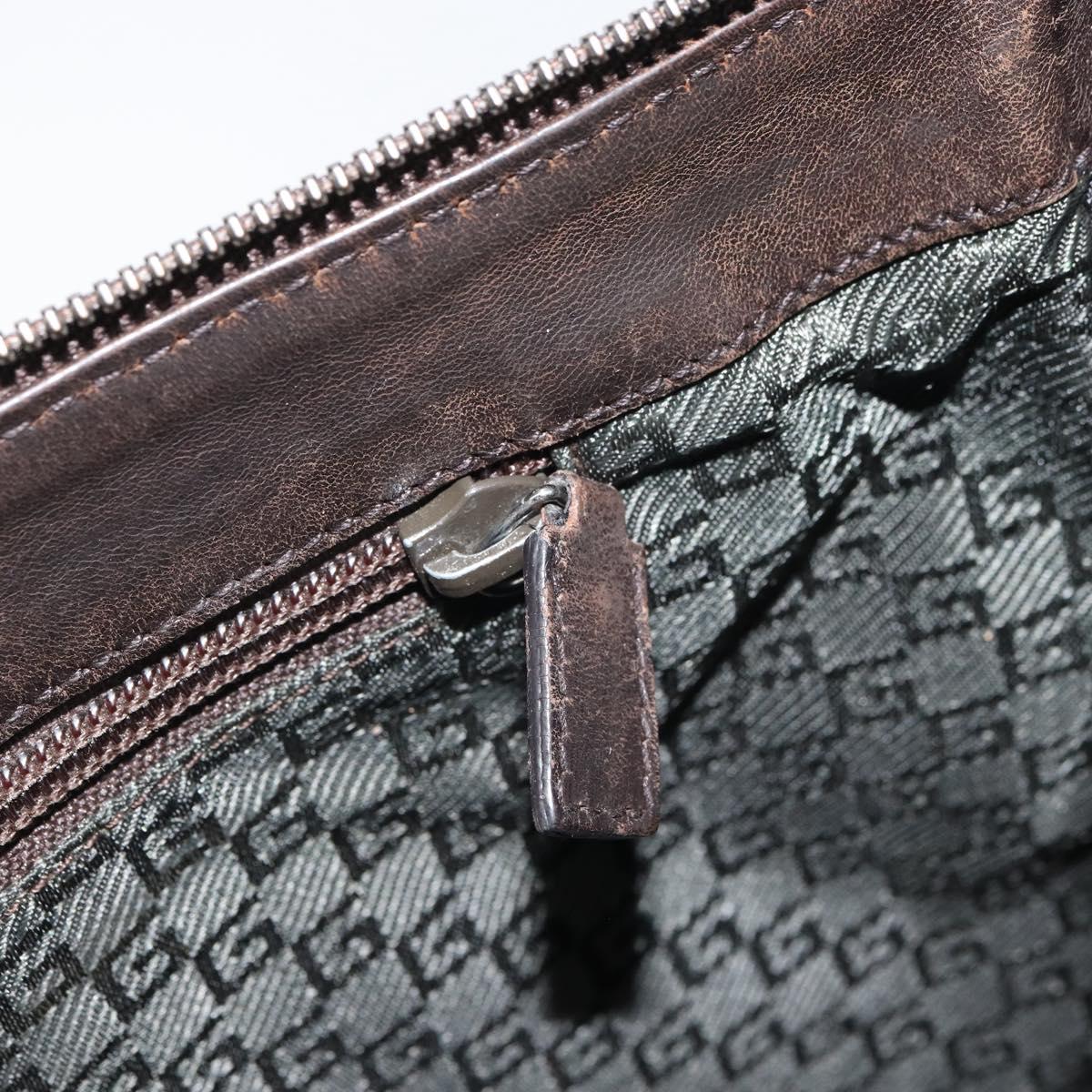 GUCCI Shoulder Bag Canvas Leather Brown Gold 110054 Auth bs31954