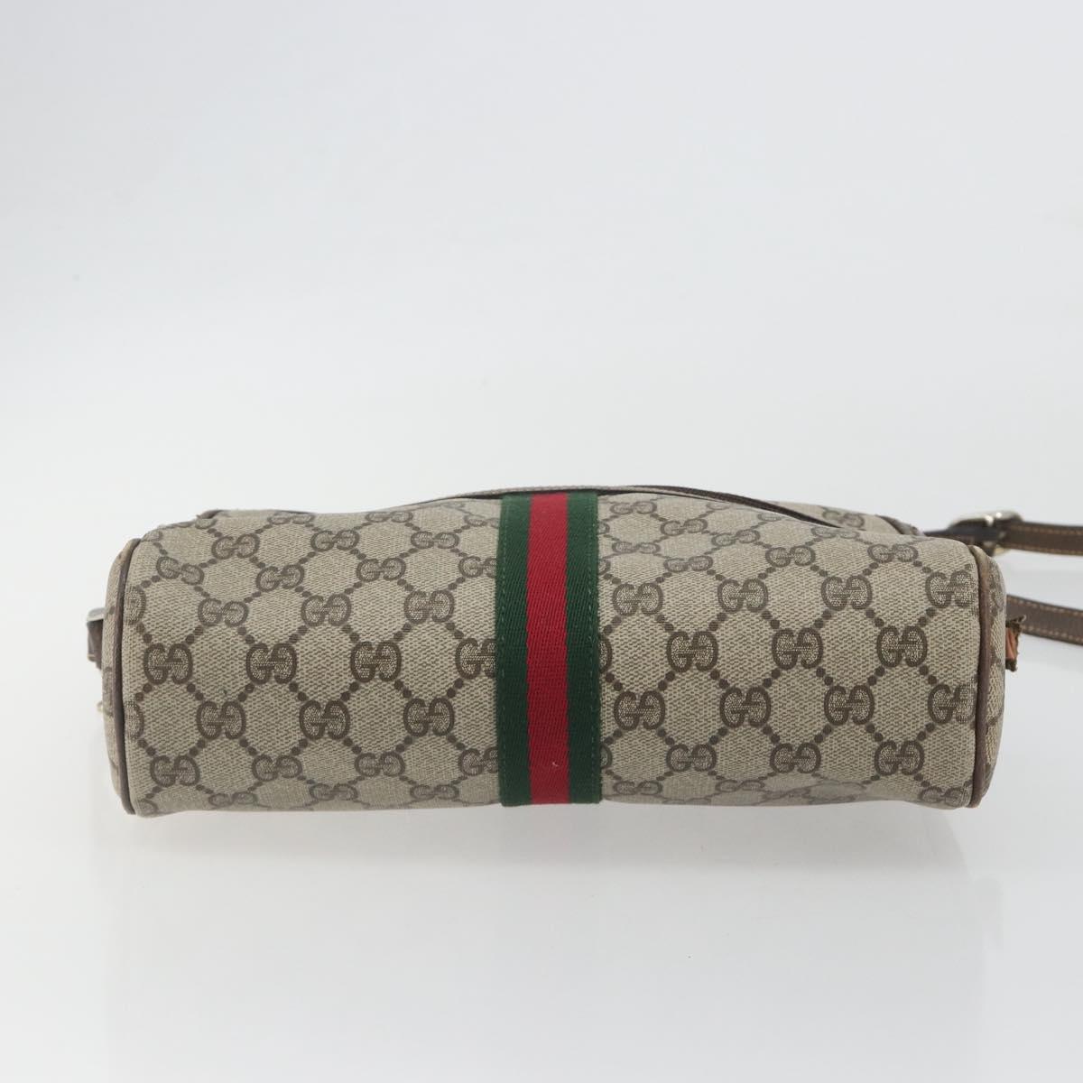 GUCCI GG Supreme Web Sherry Line Shoulder Bag PVC Beige 010 378 Auth bs31955