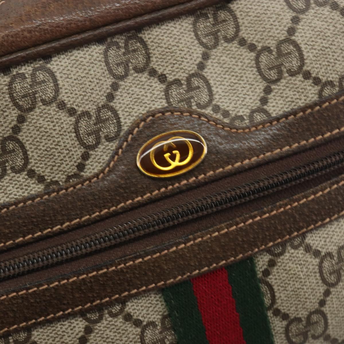 GUCCI GG Supreme Web Sherry Line Shoulder Bag PVC Beige 010 378 Auth bs31955