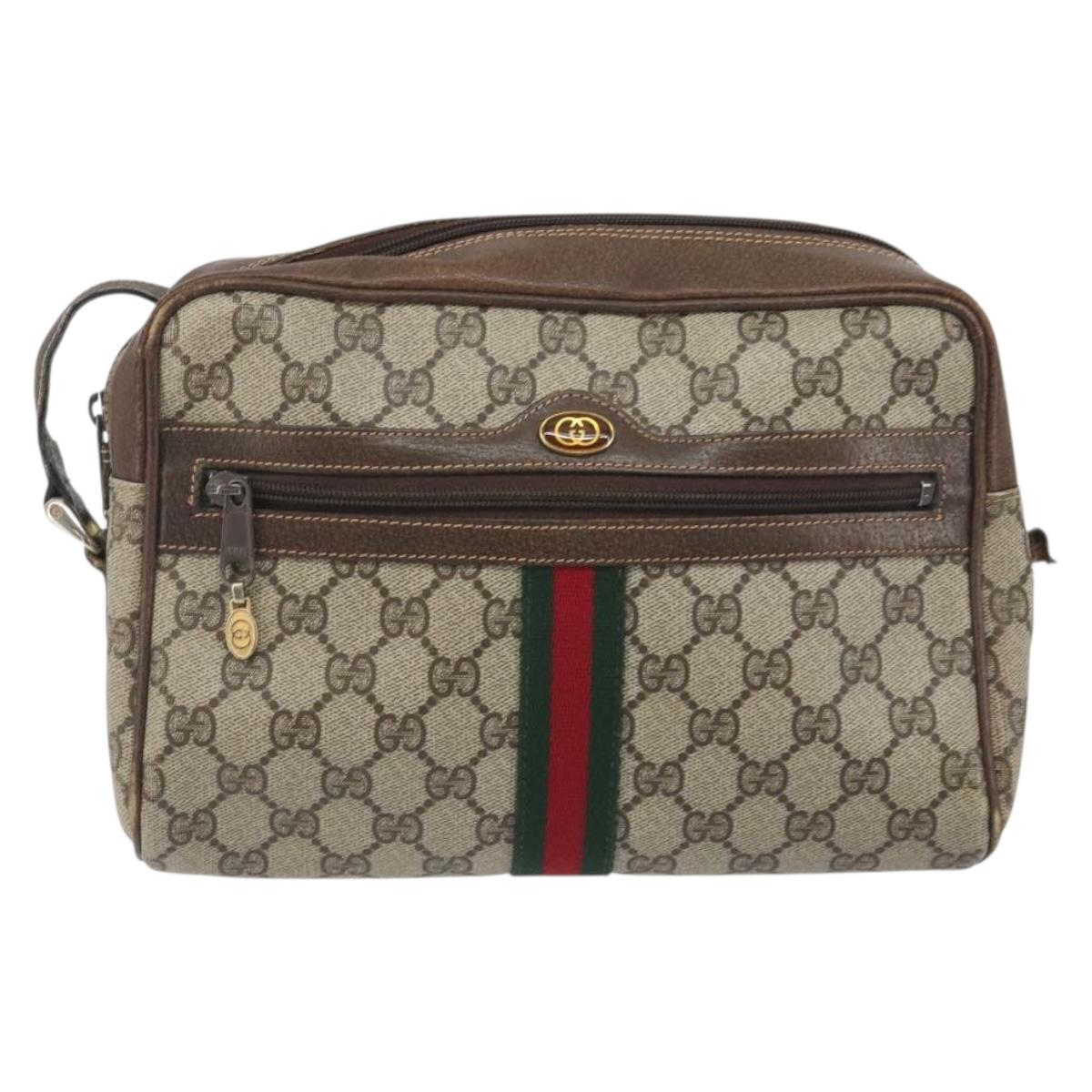GUCCI GG Supreme Web Sherry Line Shoulder Bag PVC Beige 010 378 Auth bs31955