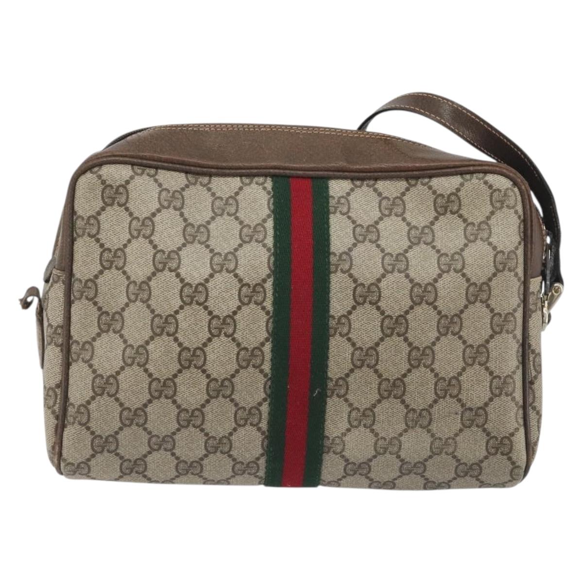 GUCCI GG Supreme Web Sherry Line Shoulder Bag PVC Beige 010 378 Auth bs31955