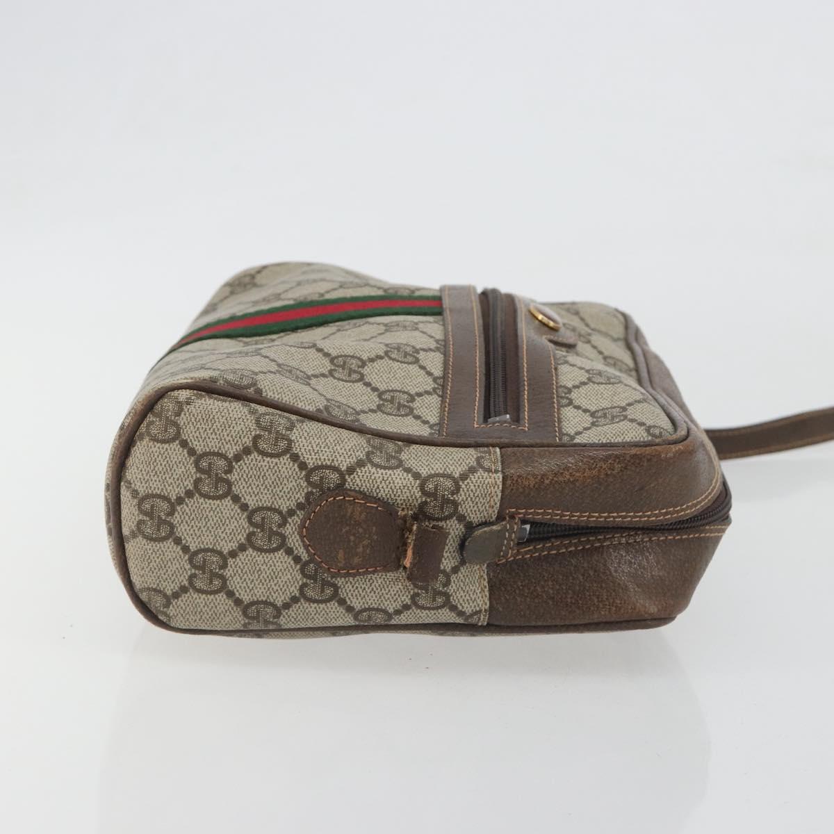 GUCCI GG Supreme Web Sherry Line Shoulder Bag PVC Beige 010 378 Auth bs31955