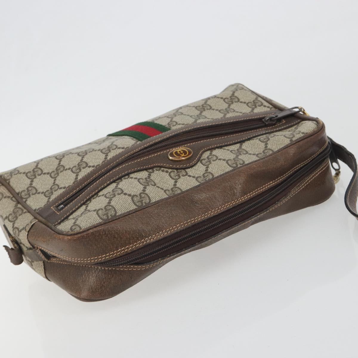 GUCCI GG Supreme Web Sherry Line Shoulder Bag PVC Beige 010 378 Auth bs31955