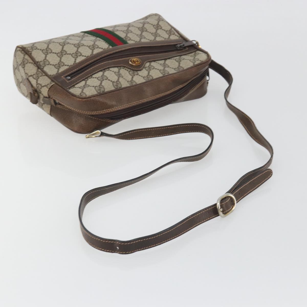 GUCCI GG Supreme Web Sherry Line Shoulder Bag PVC Beige 010 378 Auth bs31955