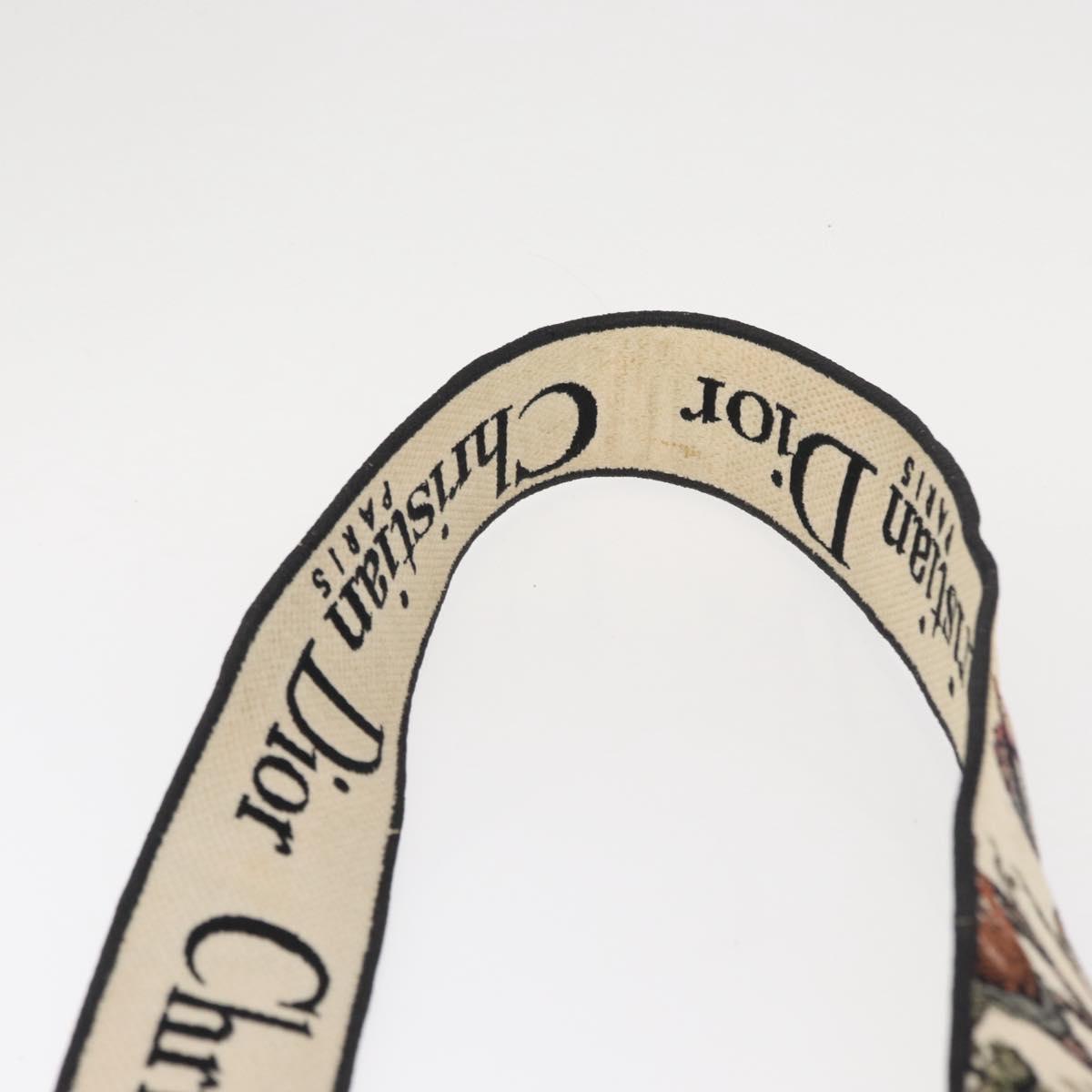 Christian Dior jardin Hand Bag Canvas 2way Beige Gold Auth bs31958