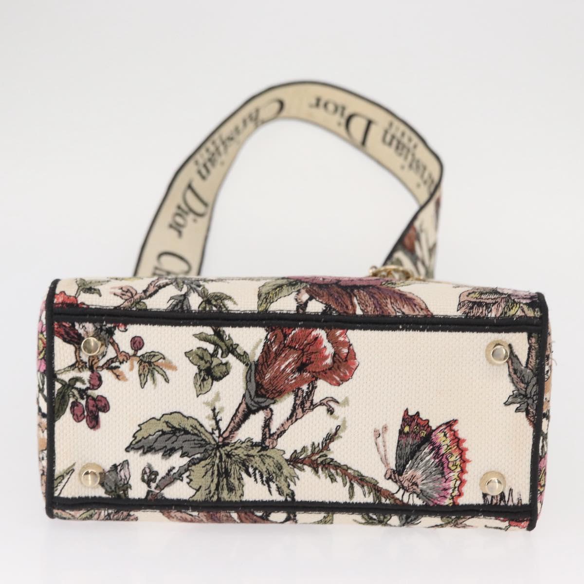 Christian Dior jardin Hand Bag Canvas 2way Beige Gold Auth bs31958