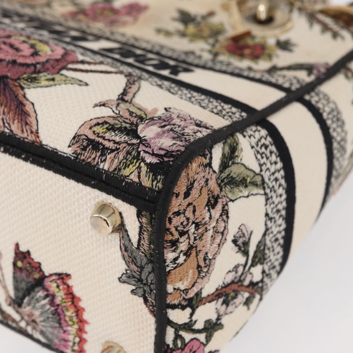 Christian Dior jardin Hand Bag Canvas 2way Beige Gold Auth bs31958